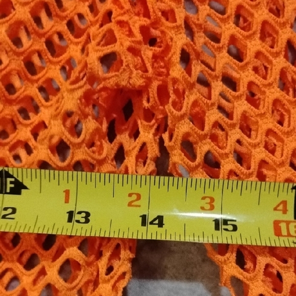 Orange Mesh Long Sleeve Dress - Picture 3 of 5